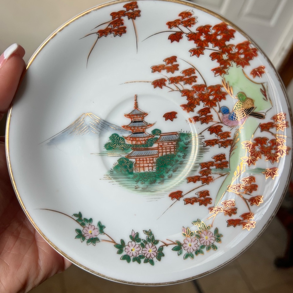 Vintage Kutani Hand-Painted Porcelain Plate - Japanese Made